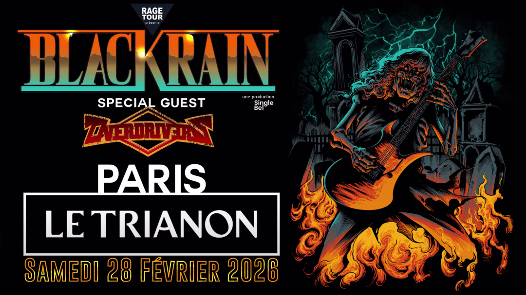 affiche du concert de BlackRain au Trianon le 28 février 2026 avec OVERDRIVERS