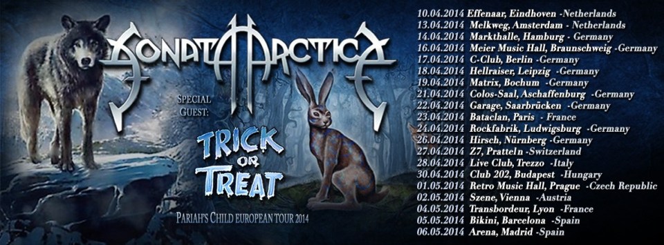 sonata arctica et trick or treat en concert en europe 2014