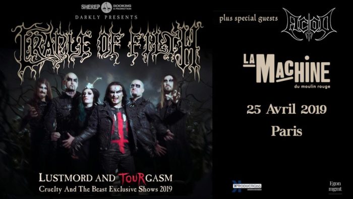 Concert de Cradle Of Filth et d'ACOD à La Machine du Moulin Rouge le 25/04/2019